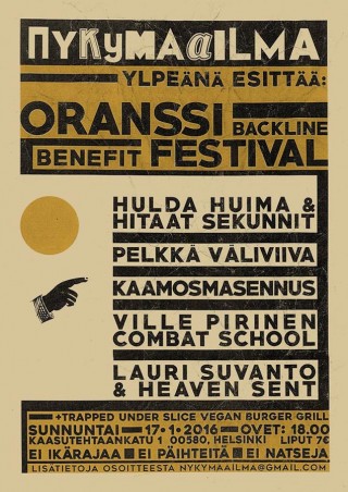Jonathan Sirit, Poster para el Oranssi Backline Benefit Festival en Helsinki